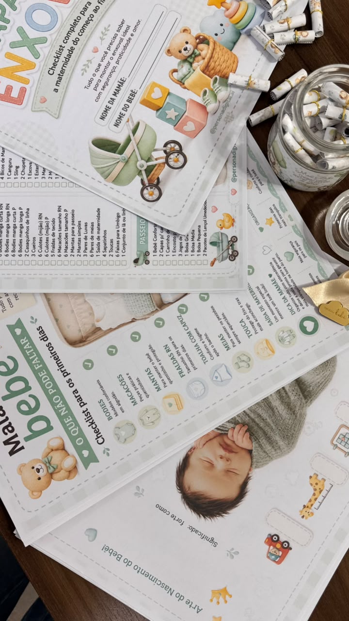 Páginas internas com checklists ilustrados
